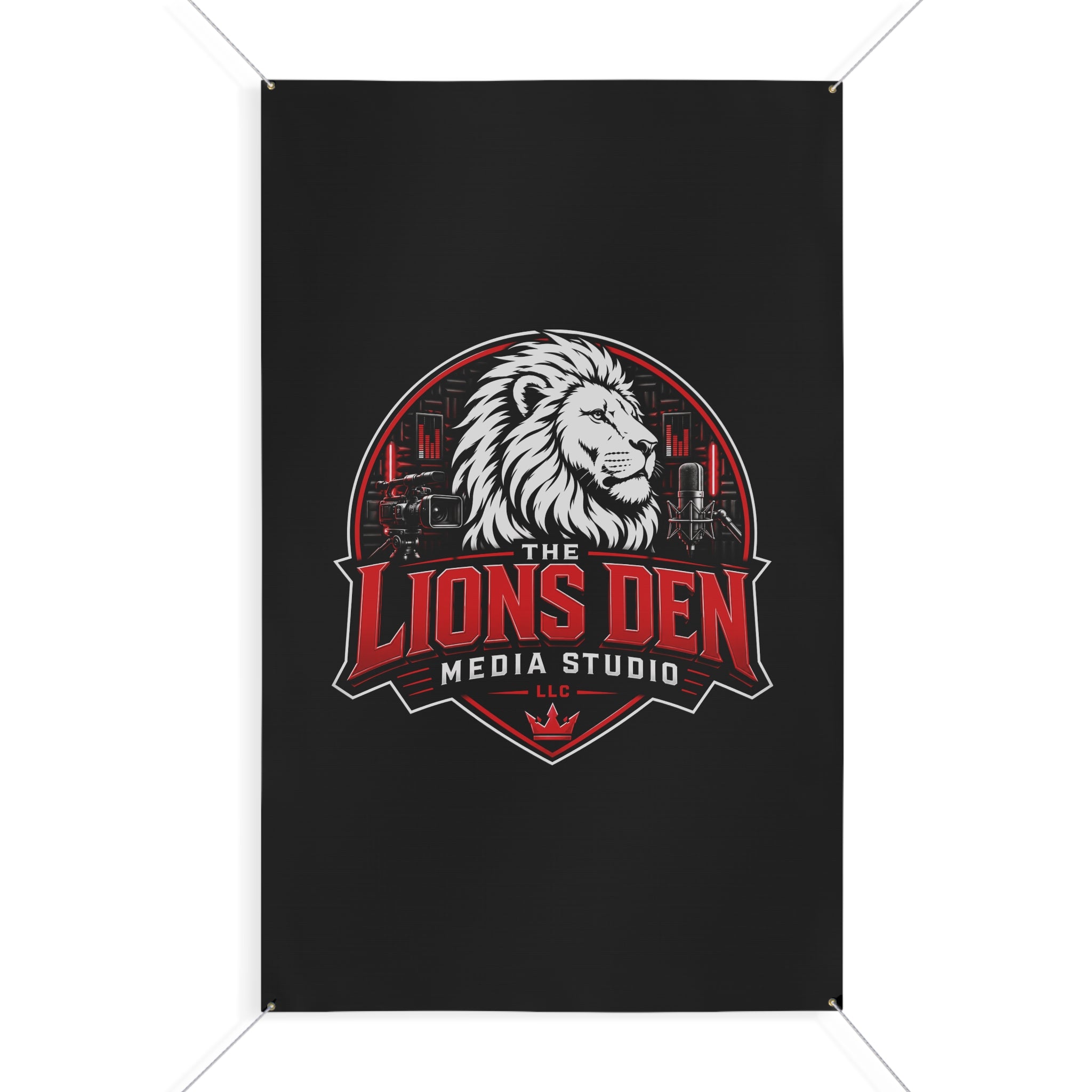 The Lions Den Media Studio Matte Banner