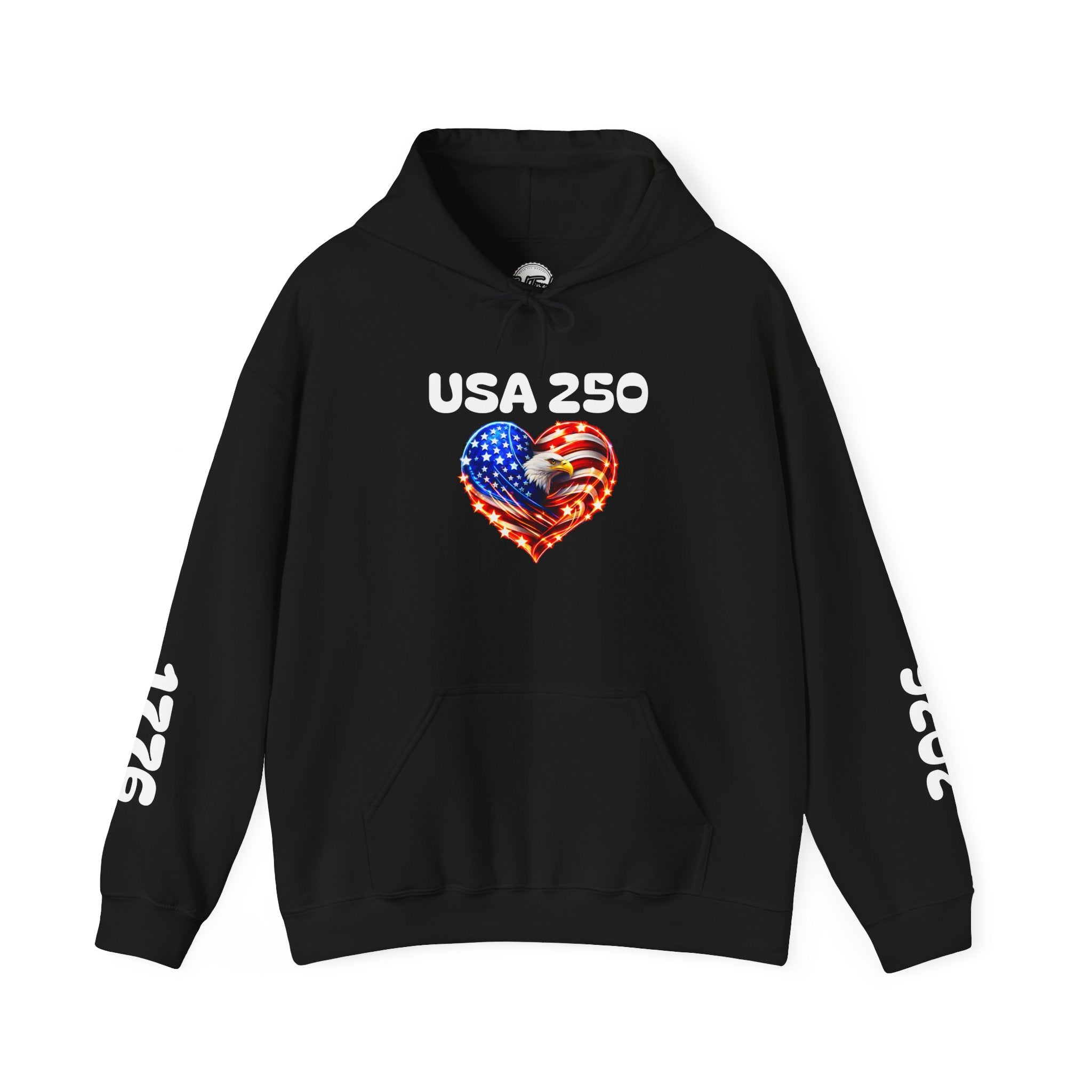 USA 250 Heart Flag Hoodie — 1776 & 2026 Patriotic Anniversary Sweatshirt